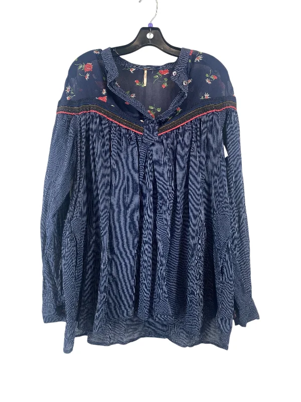 Utility Vests Top Long Sleeve By Free People In Navy, Size: S