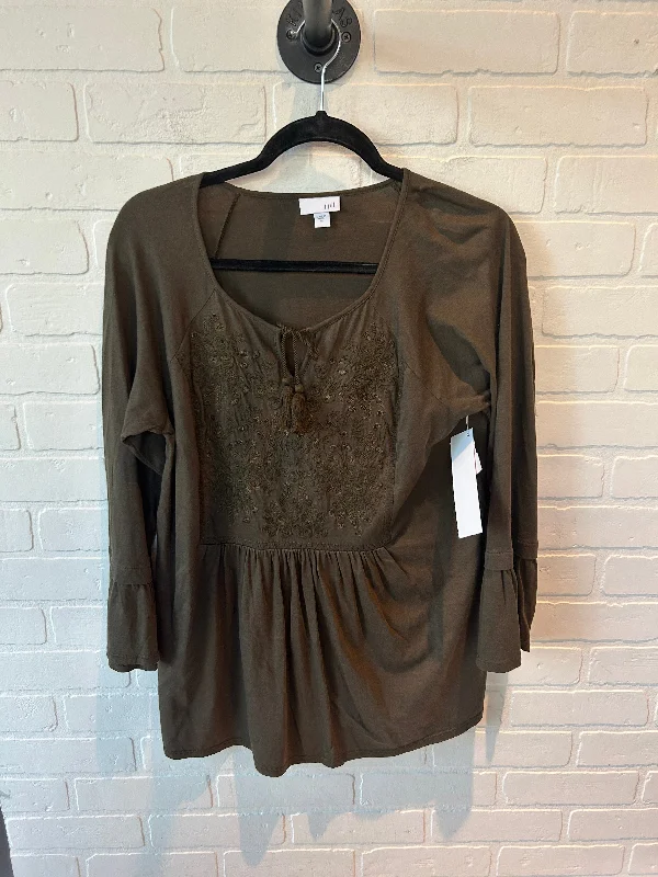 Graphic Caps Top Long Sleeve By J. Jill In Green, Size: M