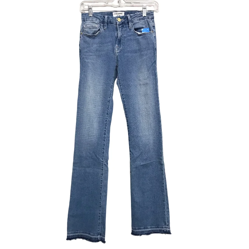 Premium Comfort Jeans Boot Cut By Frame In Blue Denim, Size:0