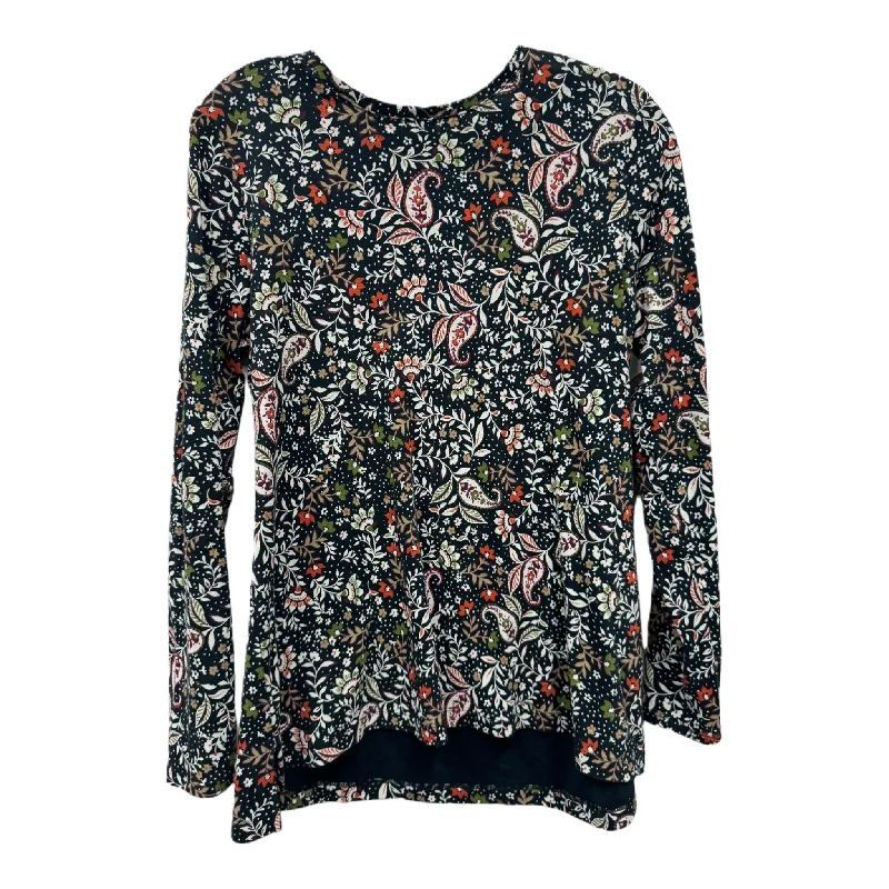 Premium Fabric Black & Orange Top Long Sleeve Basic By J. Jill, Size: S