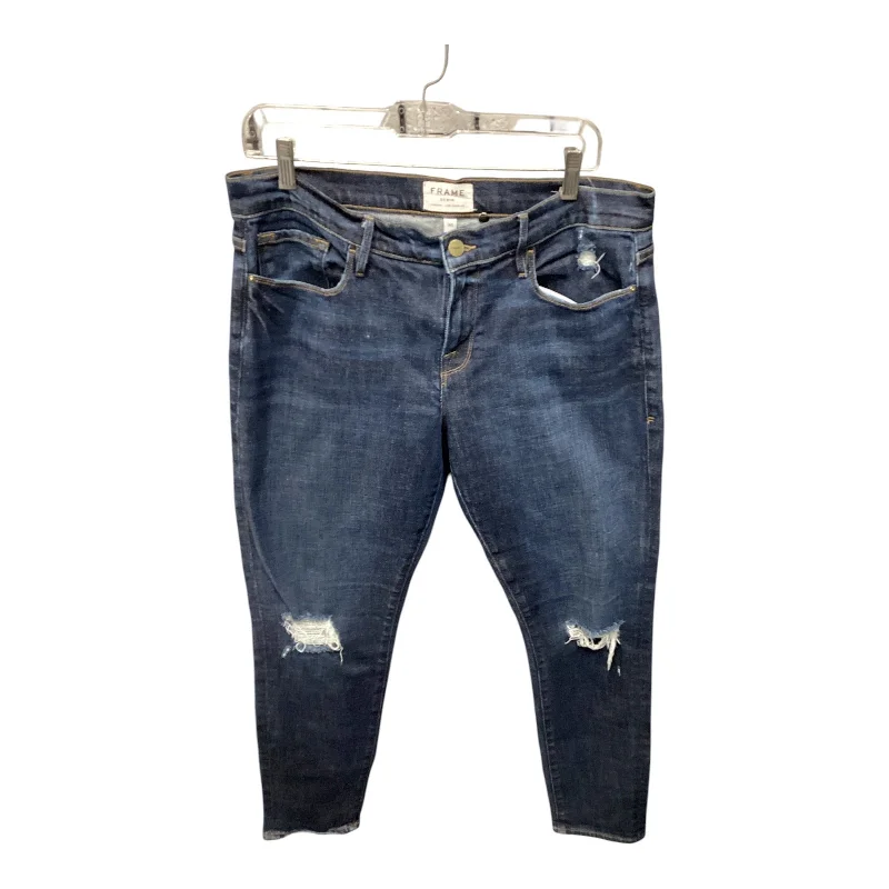 Classic Casual Jeans Skinny By Frame In Blue, Size: 10