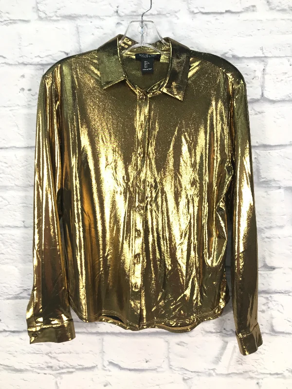 Lightwear Options Top Long Sleeve By Rachel Zoe In Gold, Size: L