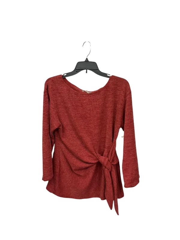 Casual Chinos Top Long Sleeve By Max Studio In Red, Size: M