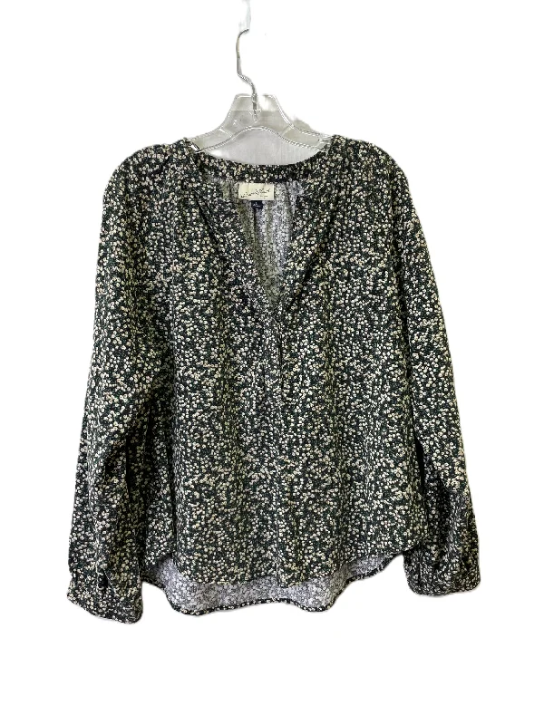 Leather Pants Top Long Sleeve By Universal Thread In Green & Tan, Size: L