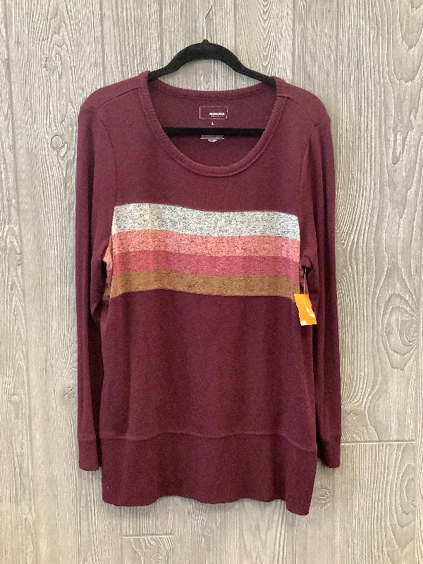 Urban Comfort Top Long Sleeve By Sonoma In Maroon, Size: L