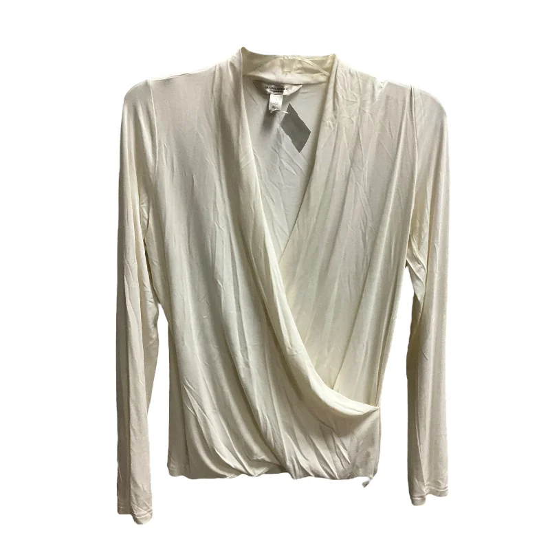 Casual Hoodies Top Long Sleeve By Banana Republic In Cream, Size: S