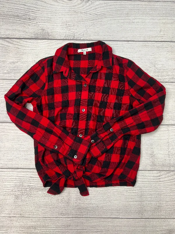 Modern Backpacks Top Long Sleeve By Madewell In Red Black, Size: Xs