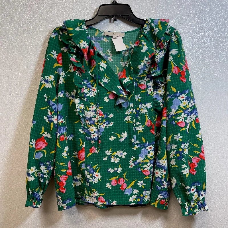 Premium Outfits Top Long Sleeve By Loft In Green, Size: Xl