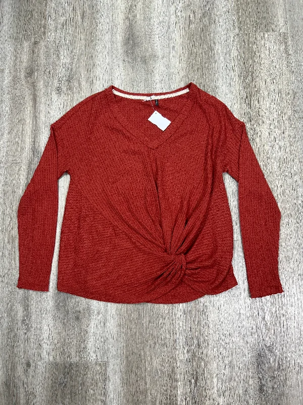 Casual Knitwear Top Long Sleeve By Anthropologie In Copper, Size: S