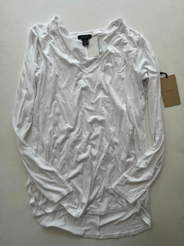 Casual Chinos Top Long Sleeve By Halogen In White, Size: Xs
