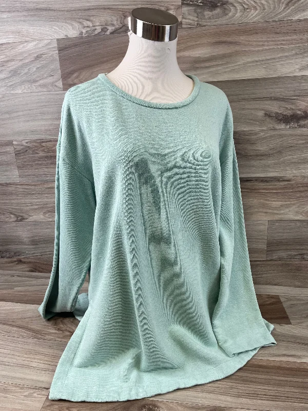 Stylish Sneakers Green Top Long Sleeve Basic Eileen Fisher, Size M
