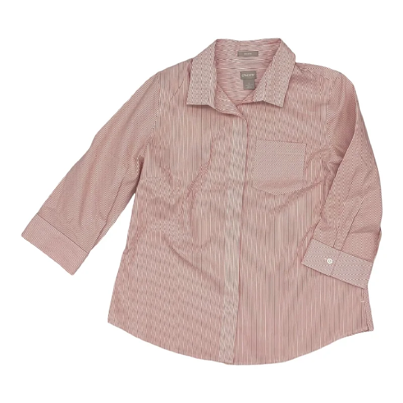 Lightwear Options Top 3/4 Sleeve By Chicos In Red & White, Size:S