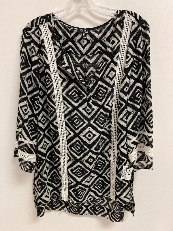 Versatile Looks Top Long Sleeve By Jones New York In Black, Size: L