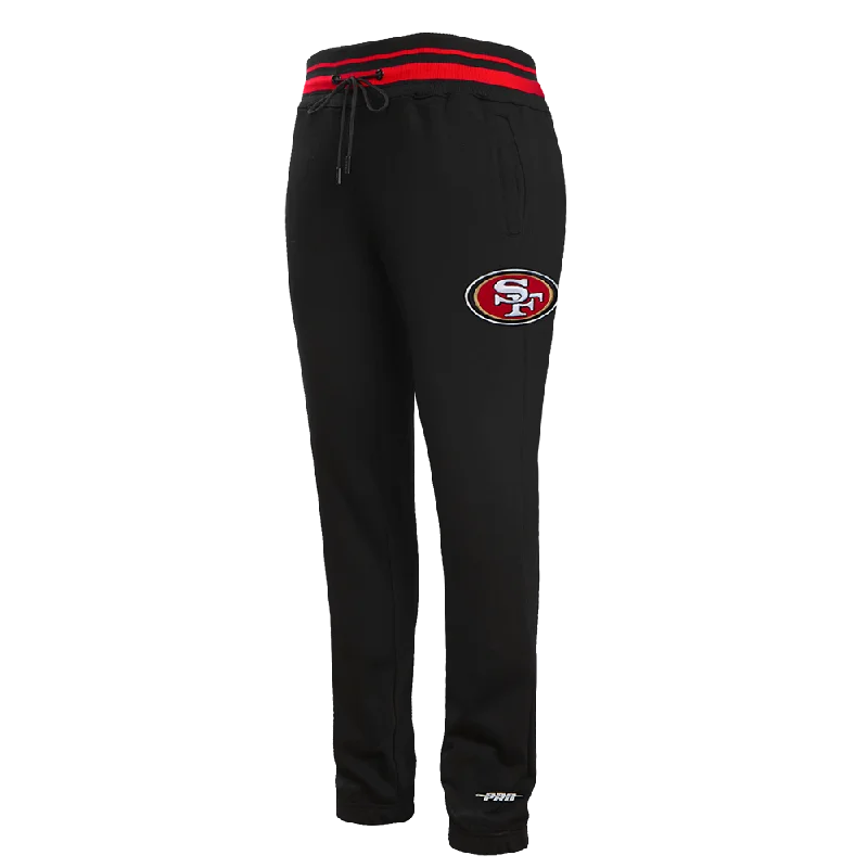 Easy Fashion NFL SAN FRANCISCO 49ERS SCRIPT TAIL MEN'S RIB FLC SWEATPANT (BLACK/RED/BLACK)