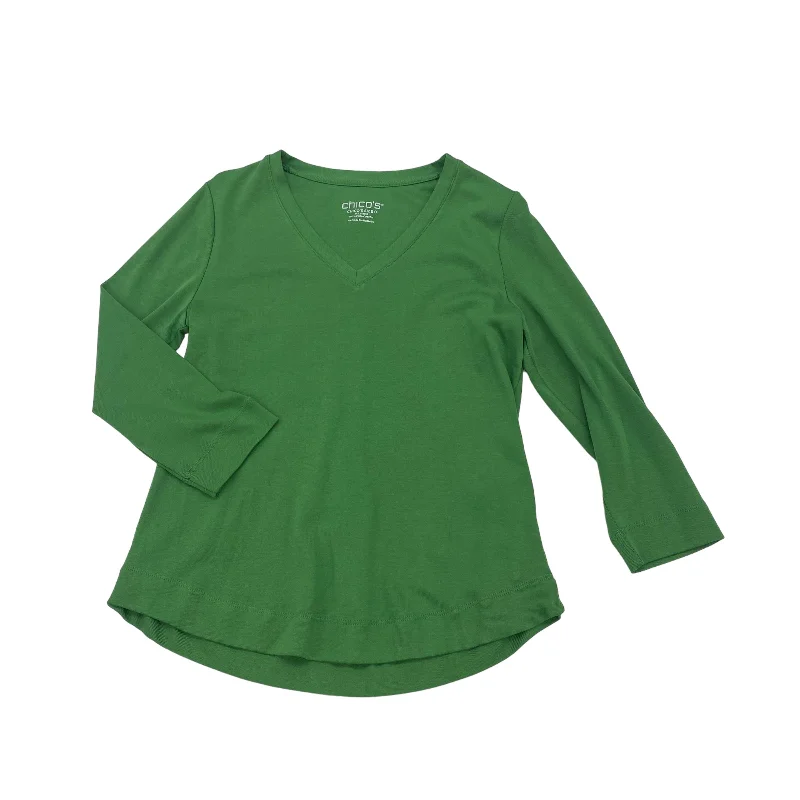 Bright Shirts GREEN TOP LS BASIC by CHICOS Size:S