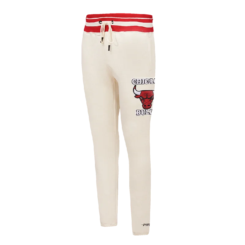 Comfortable Pants NBA CHICAGO BULLS RETRO CLASSIC MEN'S SWEATPANT (EGGSHELL/ RED)