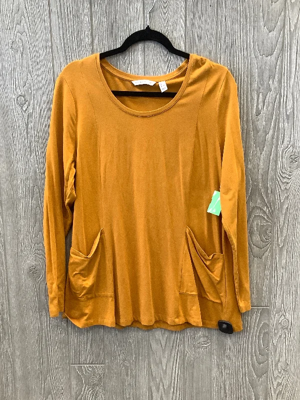 Weekend Outfits Top Long Sleeve By Isaac Mizrahi Live Qvc In Yellow, Size: L