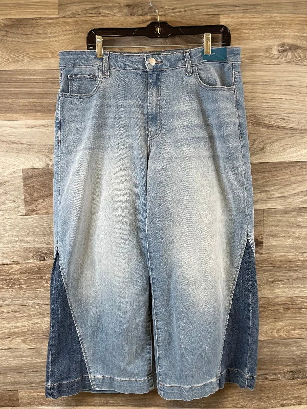 Outdoor Wear Jeans Wide Leg By Time And Tru In Blue Denim, Size: 14