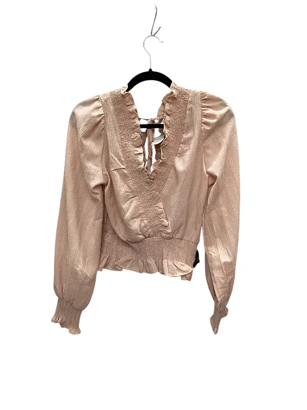 Luxury Comfort Top Long Sleeve By Blu Pepper In Pink, Size: L
