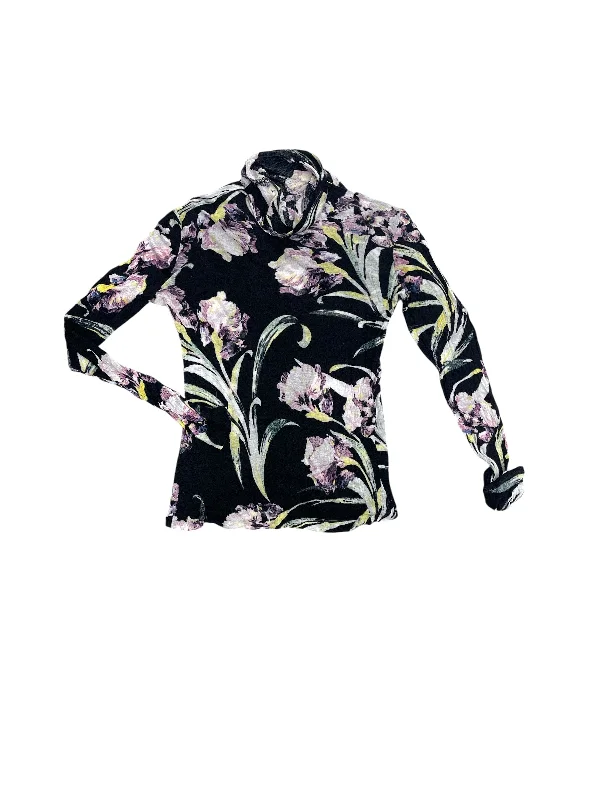 Leather Pants Top Long Sleeve By Club Monaco In Floral Print, Size: L