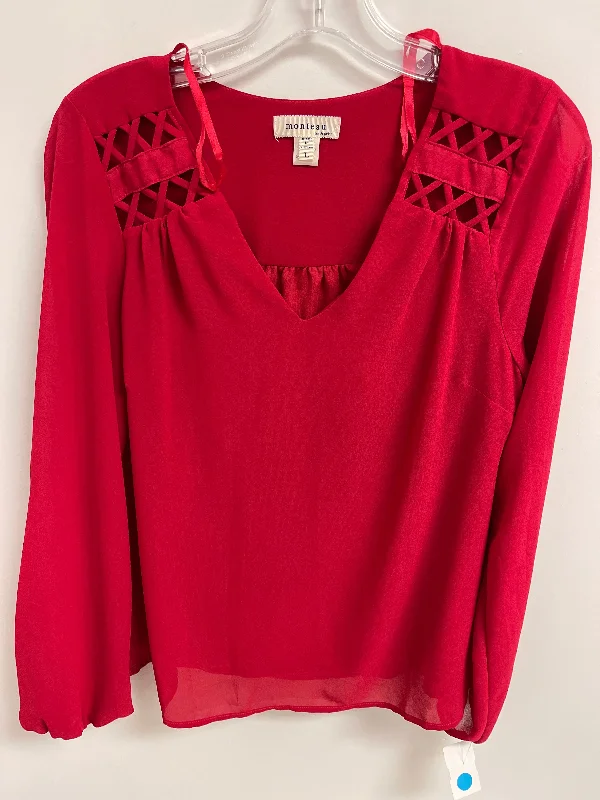 Tailored Comfort Top Long Sleeve By Monteau In Red, Size: L