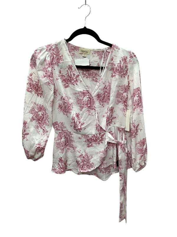 Relaxed Wardrobe Top Long Sleeve By Meraki In Floral Print, Size: S
