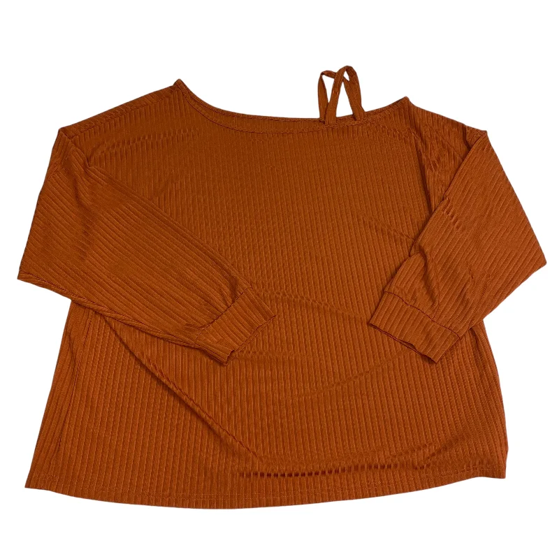 Sporty Look Top Long Sleeve By Shein In Orange, Size: 5
