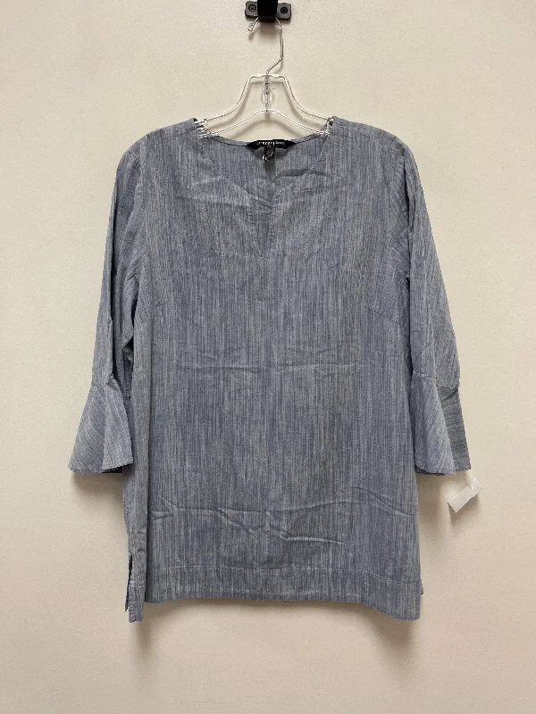Rugged Jackets Top Long Sleeve By Sharagano In Blue, Size: L