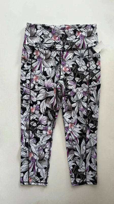 Jogging Jackets Athletic Leggings By Gaiam In Floral Print, Size: L
