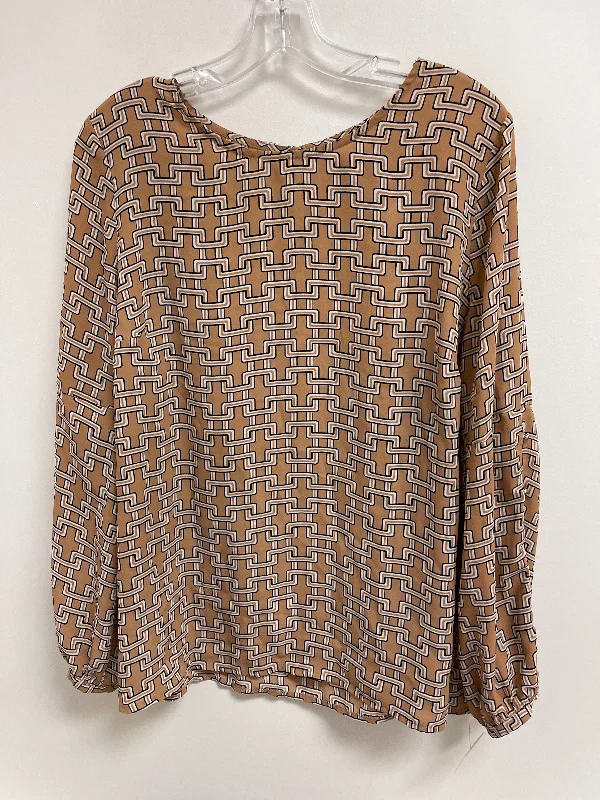 Versatile Style Top Long Sleeve By Liz Claiborne In Brown, Size: L