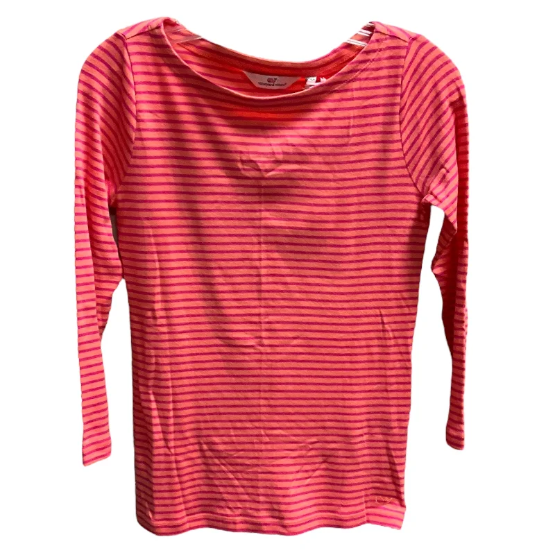 Summer Tees Top Long Sleeve By Vineyard Vines In Orange & Pink, Size: Xs