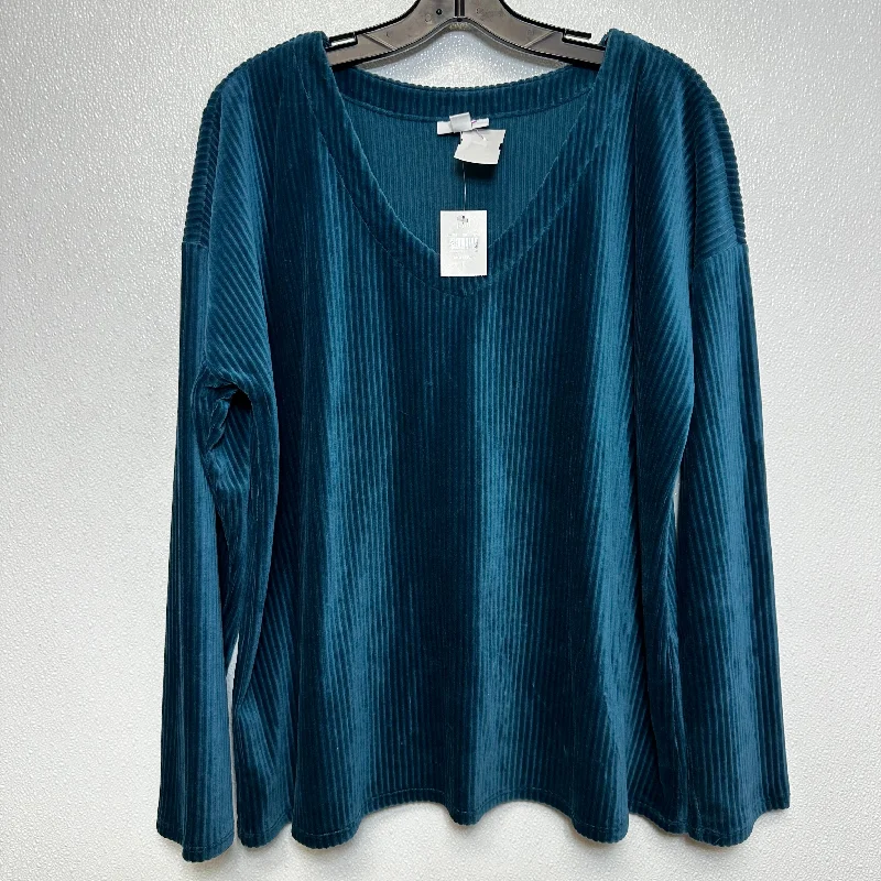 Wool Pants Top Long Sleeve Basic By J Jill O In Turquoise, Size: L