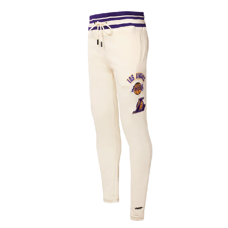 Puffer Jackets NBA LOS ANGELES LAKERS RETRO CLASSIC MEN'S SWEATPANT (EGGSHELL/ PURPLE)