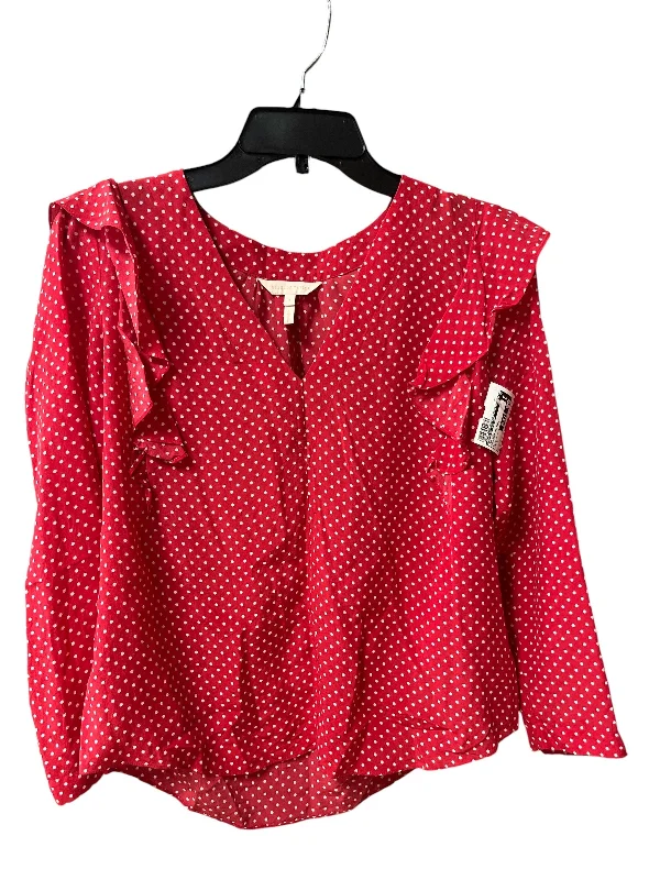 Stylish Sneakers Top Long Sleeve By Rebecca Taylor In Polkadot Pattern, Size: 4