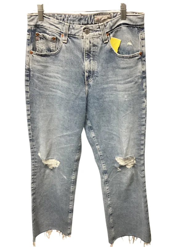 Leather Pants Jeans Boot Cut By Adriano Goldschmied In Blue Denim, Size: 8