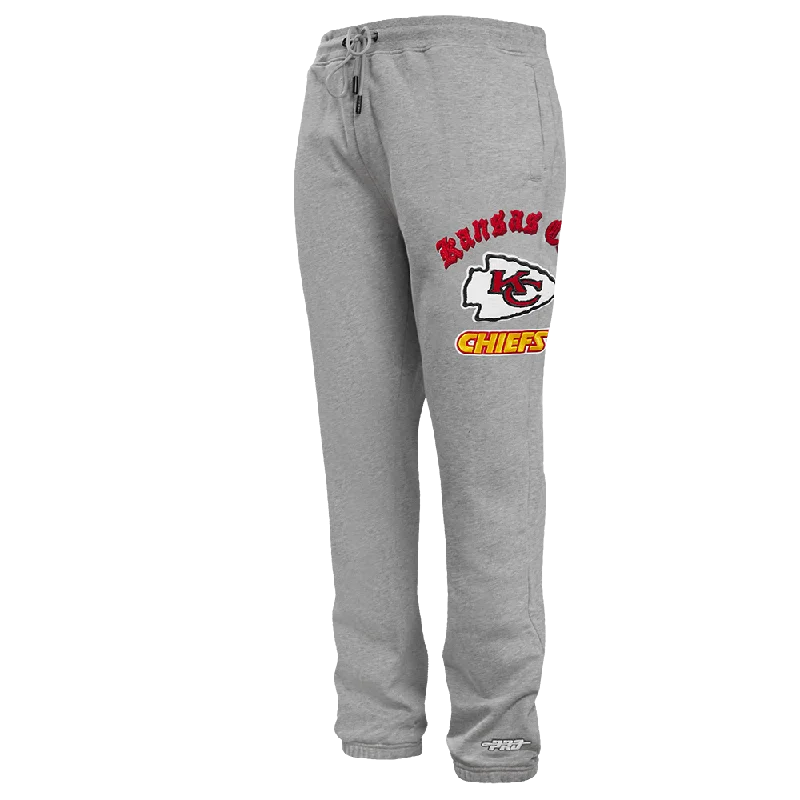 Trendy Comfort NFL KANSAS CITY CHIEFS OLD ENGLISH MEN'S SWEATPANT (HEATHER GREY)