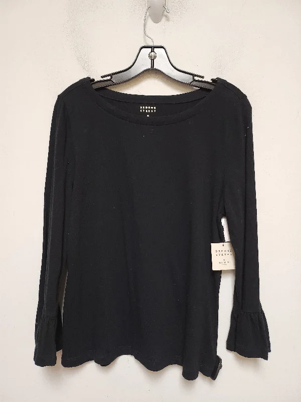 Trendy Comfort Top Long Sleeve By Kate Spade In Black, Size: L