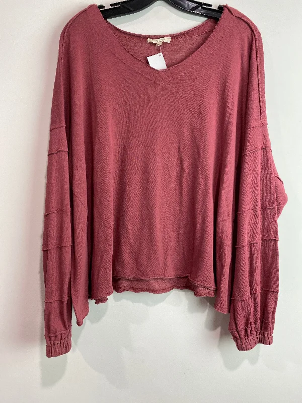 Tailored Comfort Top Long Sleeve By Easel In Mauve, Size: L