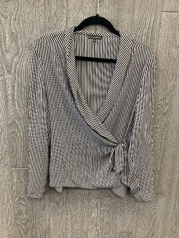 Tailored Coats Striped Pattern Top Long Sleeve Adrianna Papell, Size L