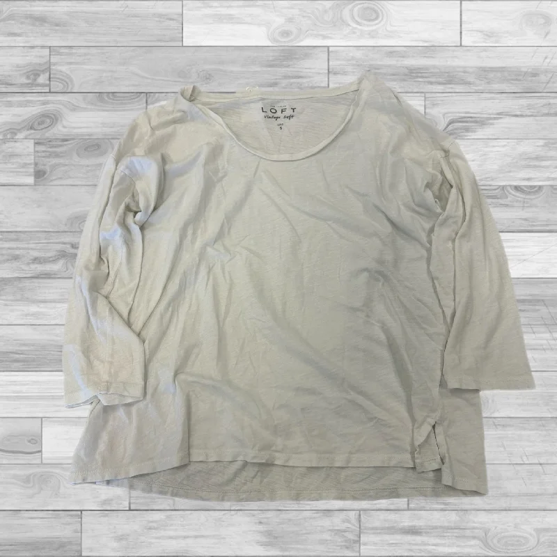 Easy Fashion White Top 3/4 Sleeve Basic Loft, Size S