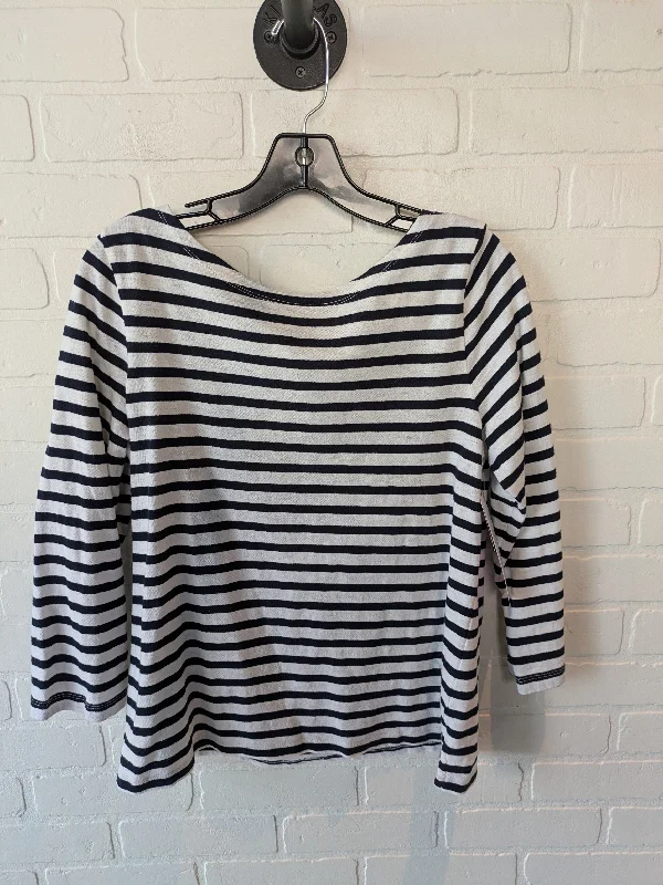 Casual Chic Top Long Sleeve Basic By J. Crew In Blue & White, Size: M