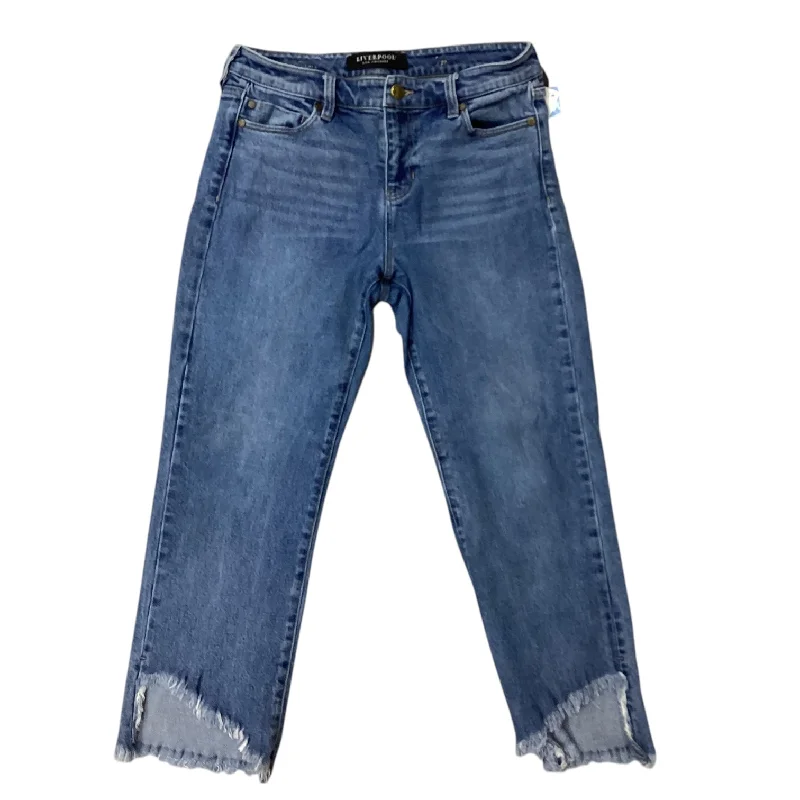 Street Hoodies Jeans Designer By Liverpool In Blue Denim, Size: 4