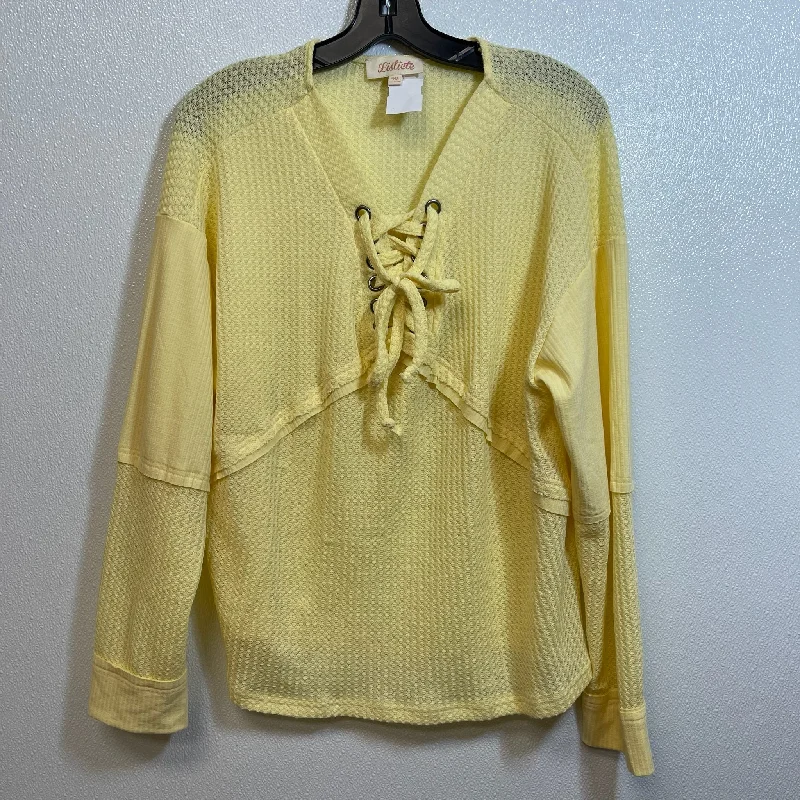 Active Wear Top Long Sleeve By Listicle In Yellow, Size: M