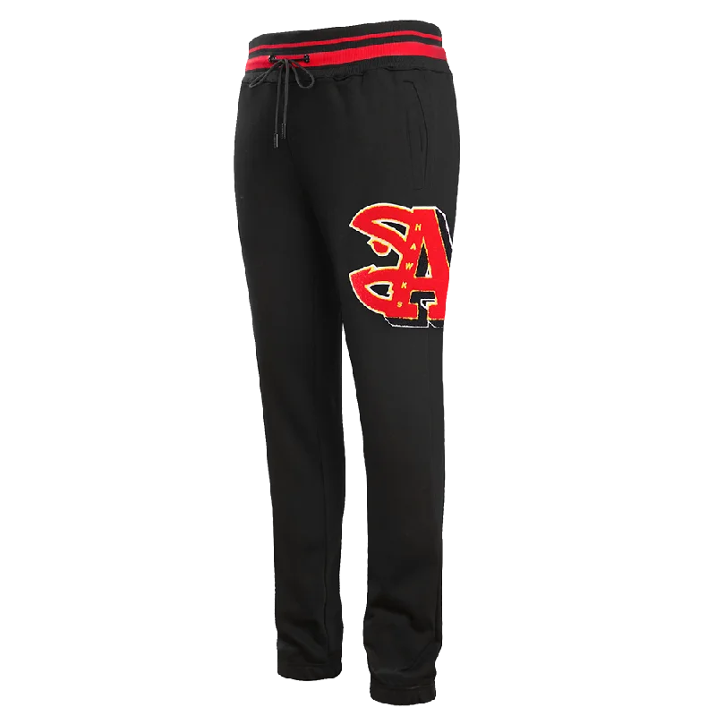 Active Gear NBA ATLANTA HAWKS MASHUP MEN'S RIB SWEATPANT (BLACK/RED/BLACK)