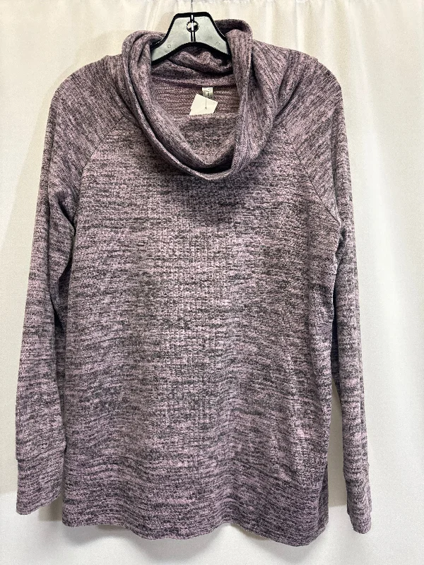 Graphic Caps Top Long Sleeve By Perceptions In Purple, Size: L