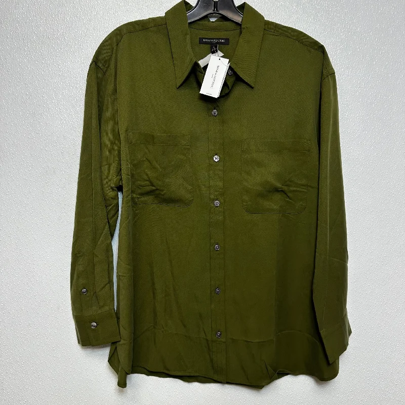 Casual Boots Top Long Sleeve By Banana Republic O In Olive, Size: L