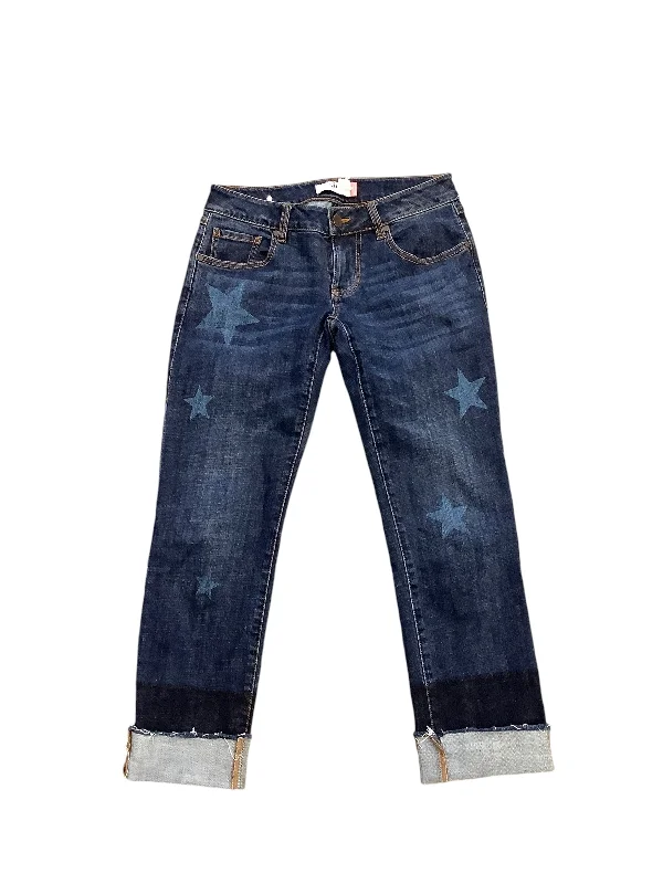 Relaxed Wardrobe Jeans Cropped By Cabi In Blue Denim, Size: 0