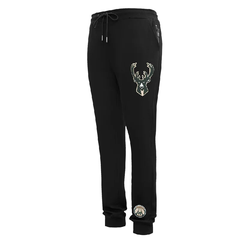 Fashion Basics NBA MILWAUKEE BUCKS CLASSIC CHENILLE MEN'S JOGGER (BLACK)