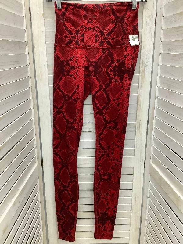 Premium Fabric Athletic Leggings By Lululemon In Red, Size: S