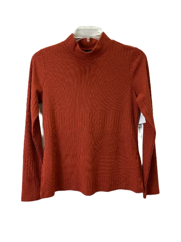 Casual Boots Top Long Sleeve Basic By Liverpool In Orange, Size: S